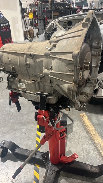 Transmission on lift stand